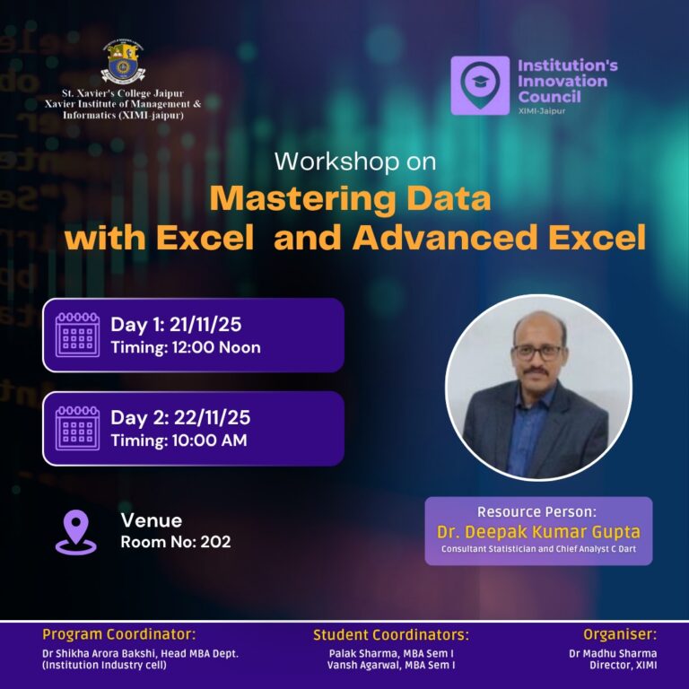 Poster 21 22 Workshop - Xavier Institute of Management and Informatics